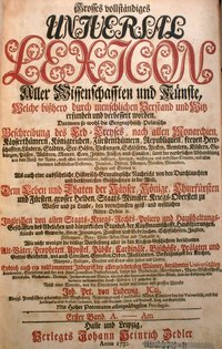 Titelblatt des »Universal-Lexicons« von 1732